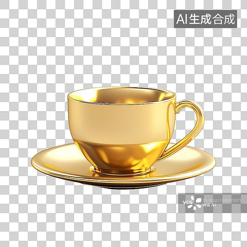 【AI数字艺术】一个黄金咖啡杯艺术设计素材图片素材