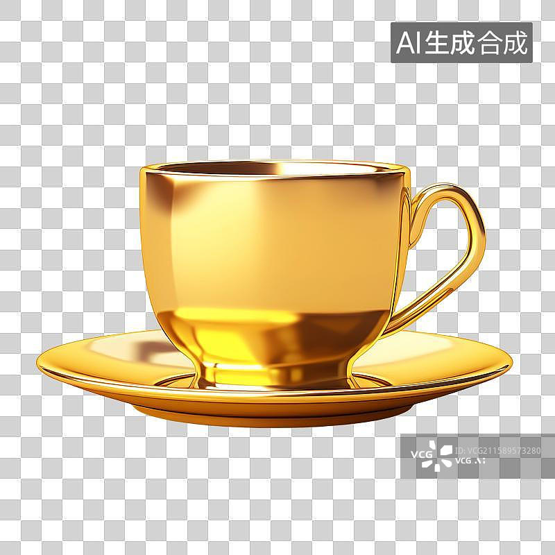 【AI数字艺术】一个黄金咖啡杯艺术设计素材图片素材