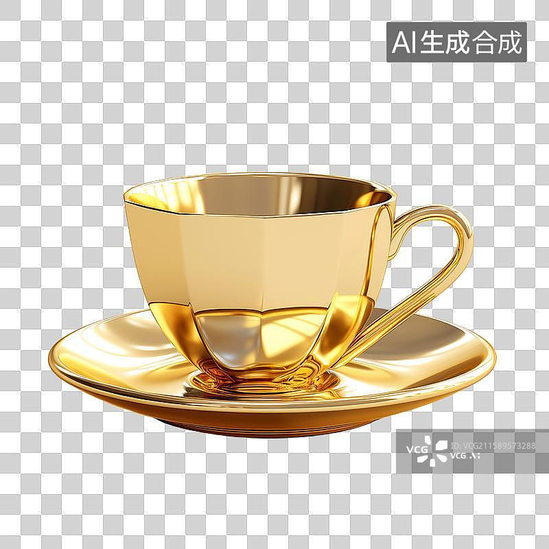 【AI数字艺术】一个黄金咖啡杯艺术设计素材图片素材