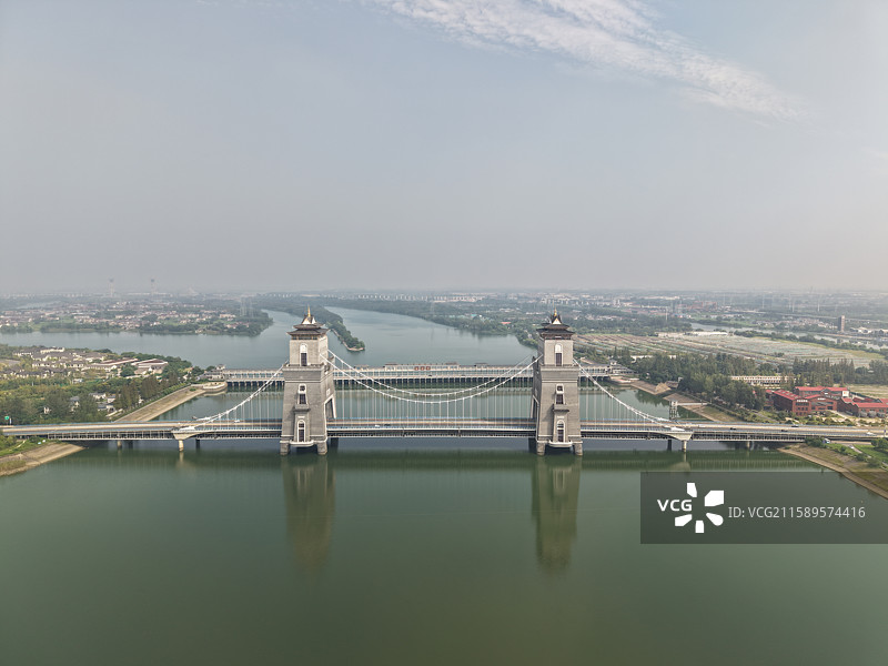 江苏扬州·万福大桥航拍画面图片素材