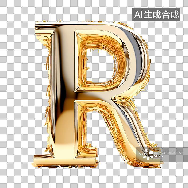 【AI数字艺术】一个黄金纯金的英文字母大写符号图片素材