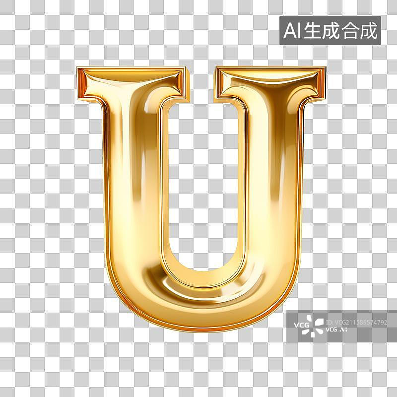 【AI数字艺术】一个黄金纯金的英文字母大写符号图片素材
