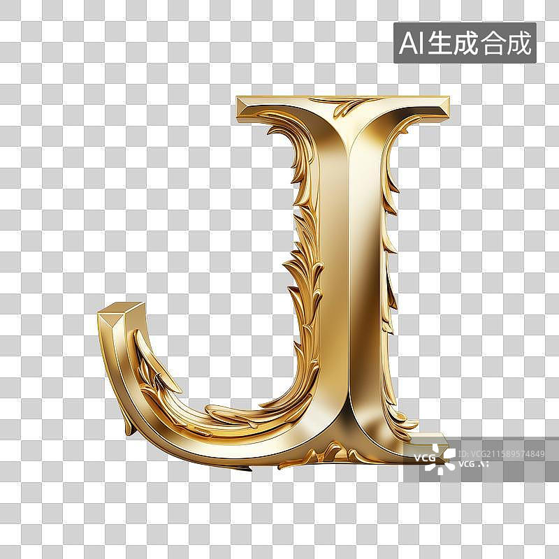 【AI数字艺术】一个黄金纯金的英文字母大写符号图片素材