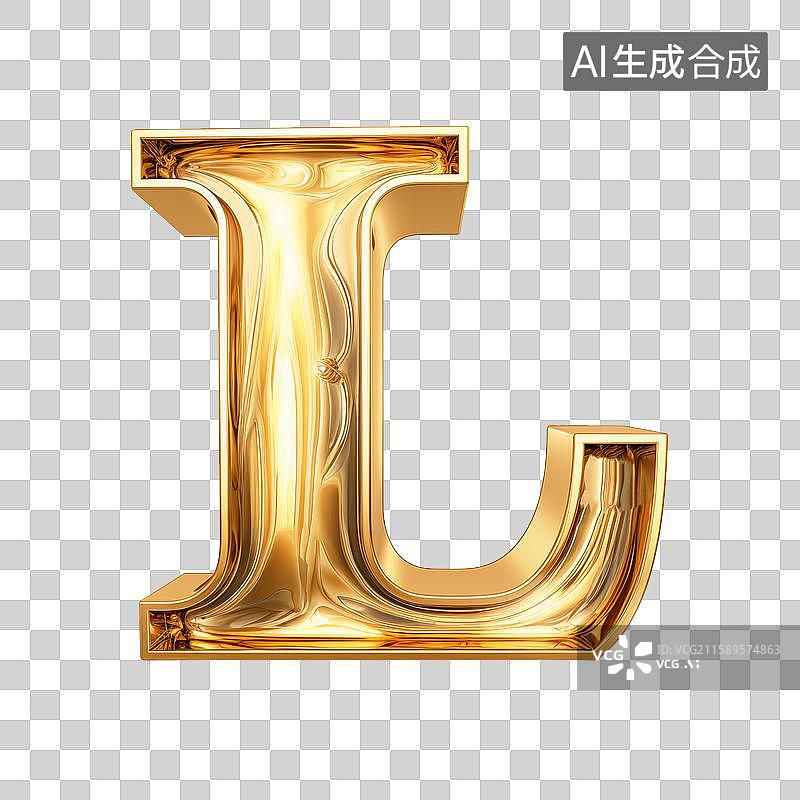 【AI数字艺术】一个黄金纯金的英文字母大写符号图片素材
