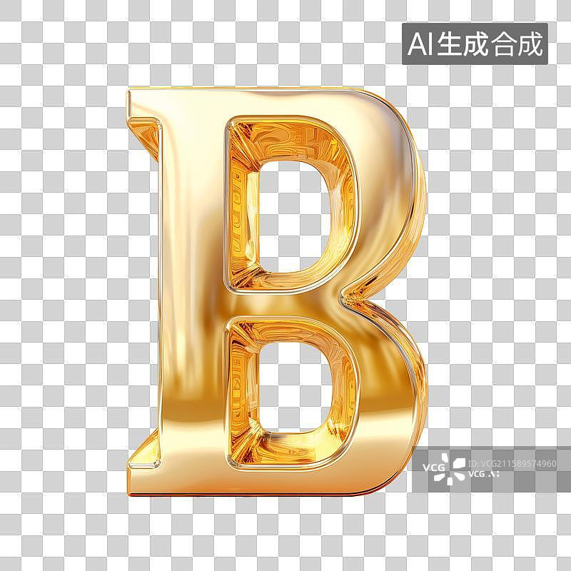 【AI数字艺术】一个黄金纯金的英文字母大写符号图片素材
