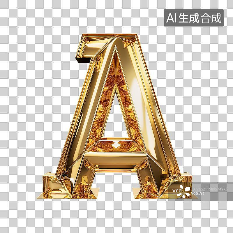 【AI数字艺术】一个黄金纯金的英文字母大写符号图片素材