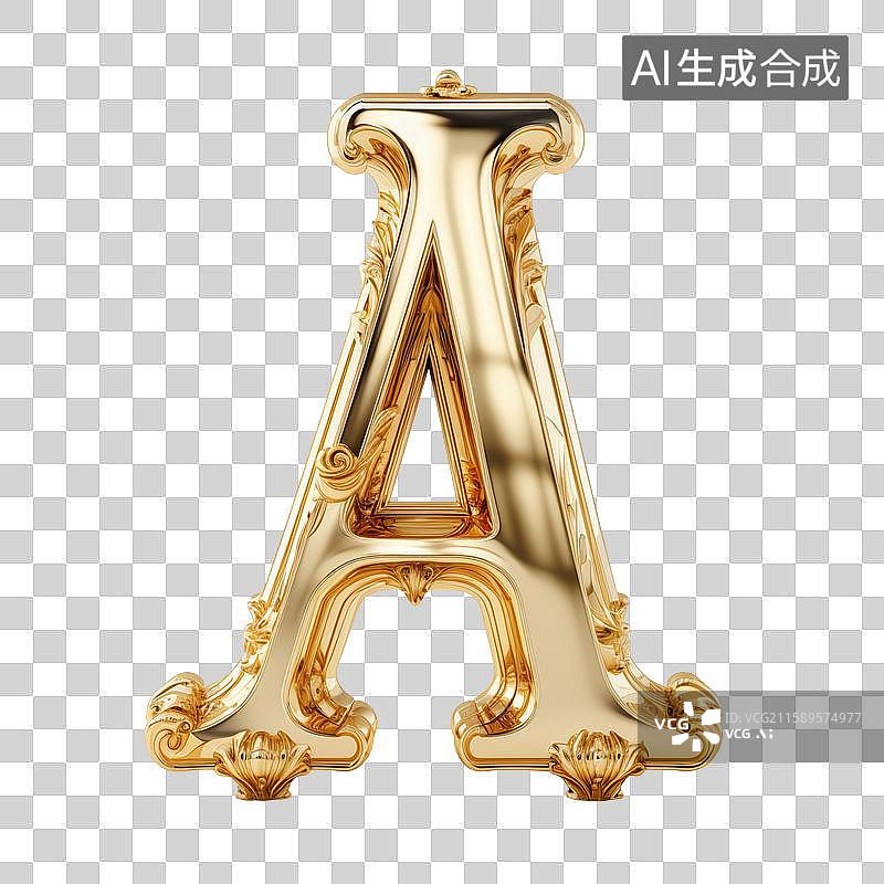 【AI数字艺术】一个黄金纯金的英文字母大写符号图片素材