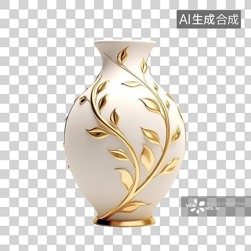 【AI数字艺术】金色线条花纹高雅花瓶艺术设计图片素材