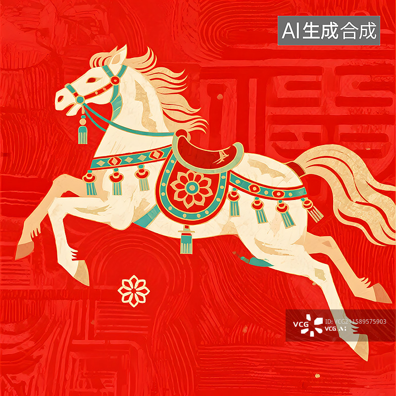 【AI数字艺术】鲜衣怒马油画版画国画手绘刺绣浮雕玉器金箔画漆画琉璃马的造型图片素材