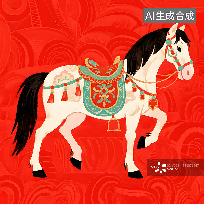 【AI数字艺术】鲜衣怒马油画版画国画手绘刺绣浮雕玉器金箔画漆画琉璃马的造型图片素材