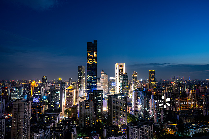 南京新街口城市天际线夜景风光图片素材