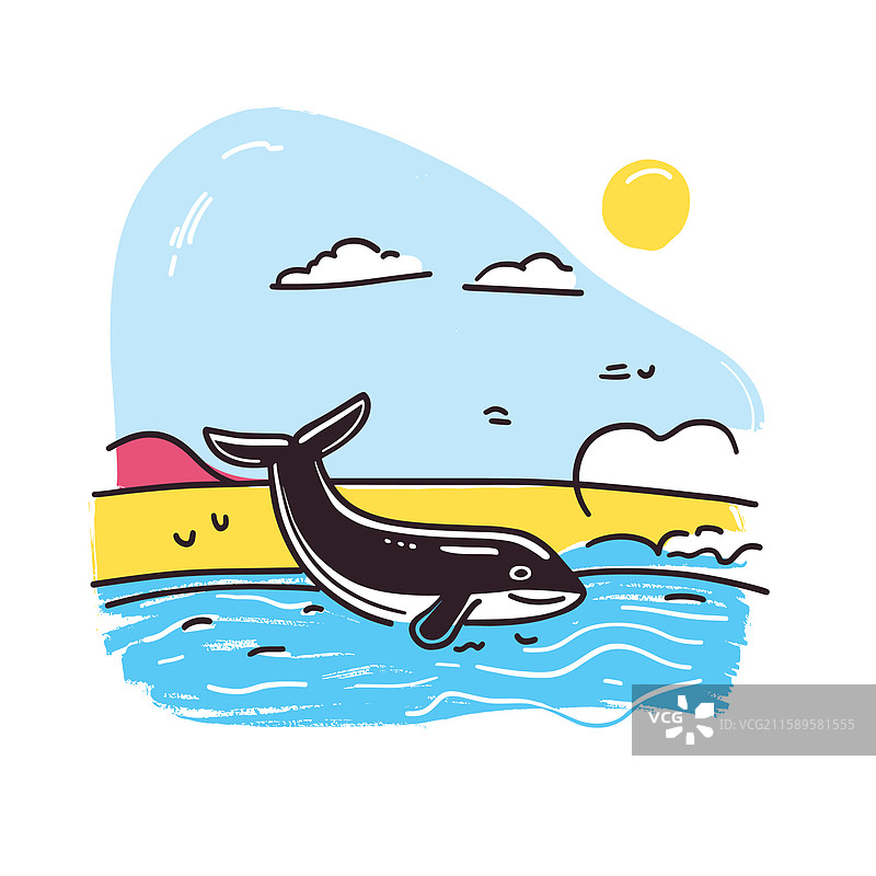 奥兰多海洋世界以涂鸦印加卡通风格呈现图片素材