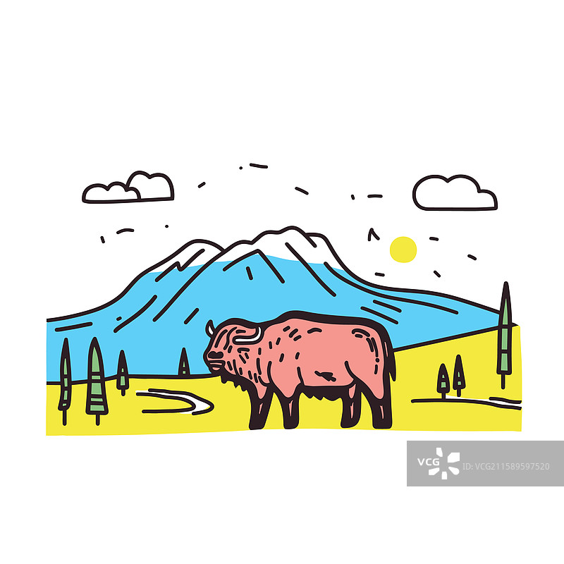 印加风格的涂鸦黄石国家公园图片素材