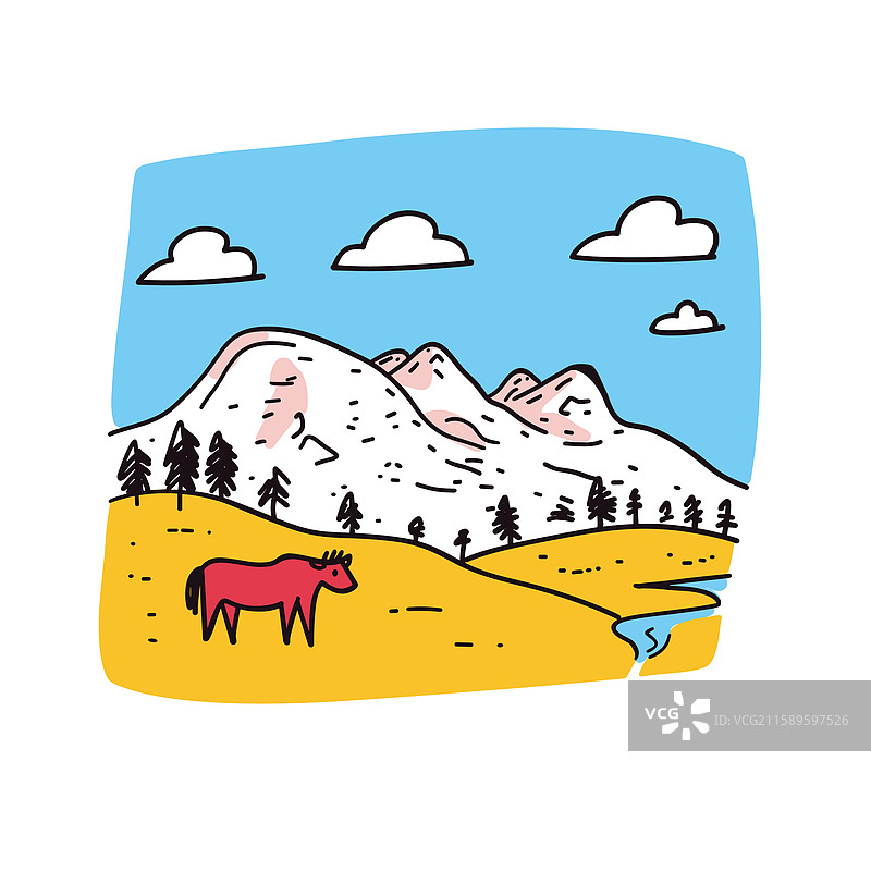 印加风格的涂鸦黄石国家公园图片素材