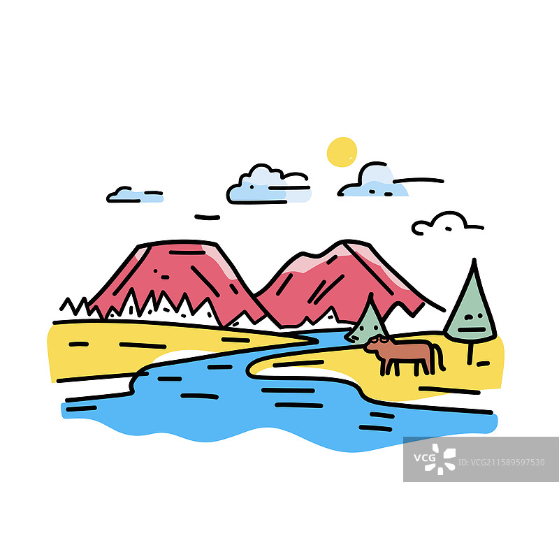 印加风格的涂鸦黄石国家公园图片素材