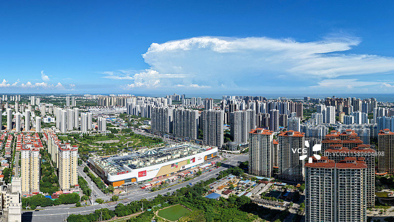 广西北海银海区万达广场附近风光航拍图片素材