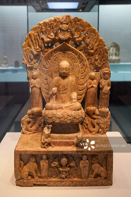 河北省 邯郸市 临漳县 邺城考古博物馆 北齐 坐佛五尊像图片素材
