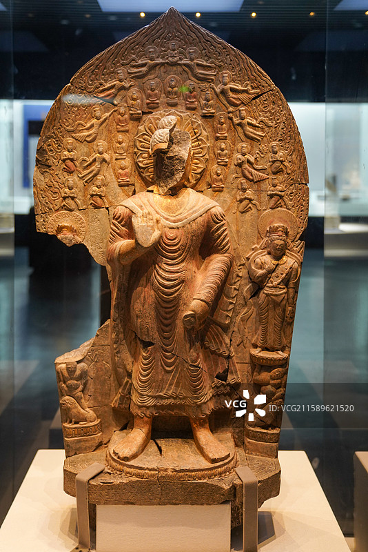 河北省 邯郸市 临漳县 邺城考古博物馆 谭副造释迦像 北魏图片素材