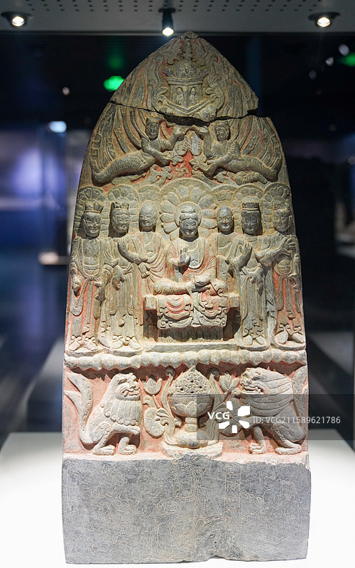 河北省 邯郸市 临漳县 邺城考古博物馆 道智造释迦像图片素材