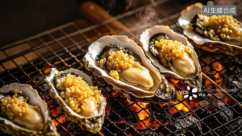 【AI数字艺术】碳烤生蚝图片素材