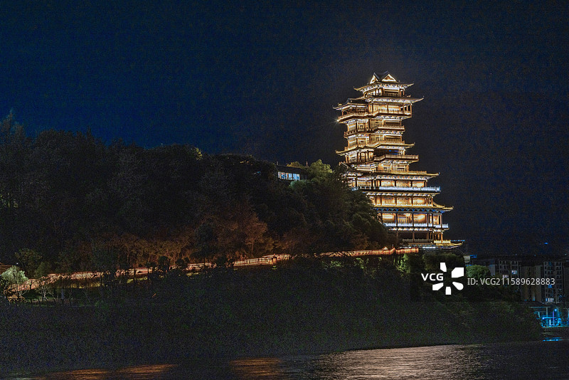 四川德昌县安宁河之凤凰阁图片素材