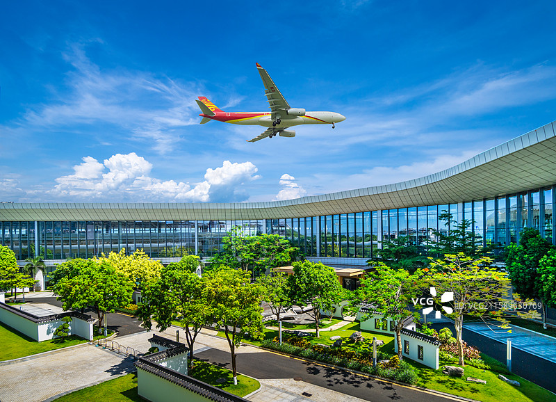 海口美兰国际机场，T2航站楼贵宾厅，海南航空海航客机图片素材