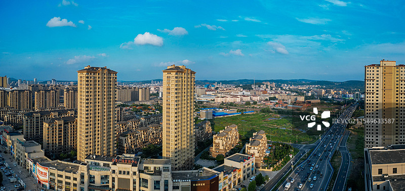 大连 普兰店区 长店堡村 世纪路 航拍图片素材