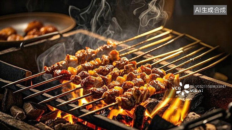 【AI数字艺术】孜然烤羊肉串图片素材