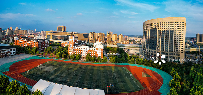 大连 普兰店区 长店堡村 世纪路 航拍图片素材