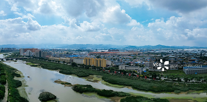 盖州市 七家屋 小吴屯 清河广场 大清河 航拍图片素材