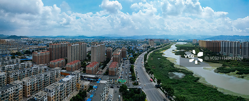 盖州市 七家屋 小吴屯 清河广场 大清河 航拍图片素材