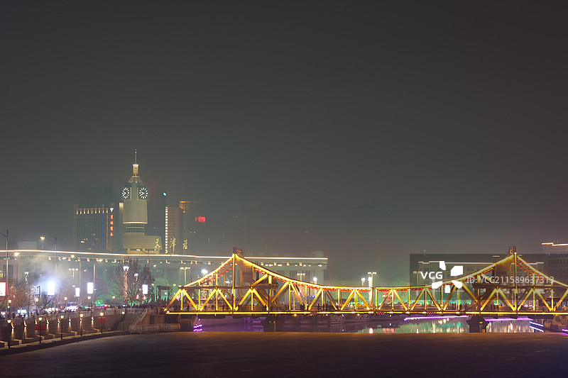 天津滨江道街景与城市风光图片素材