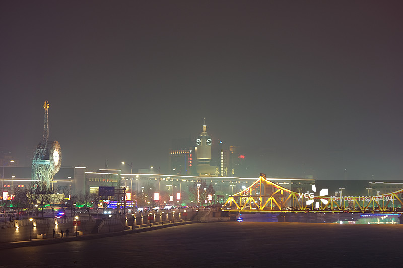 天津滨江道街景与城市风光图片素材