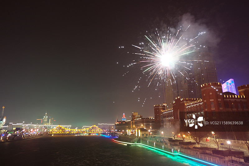 天津滨江道街景与城市风光图片素材