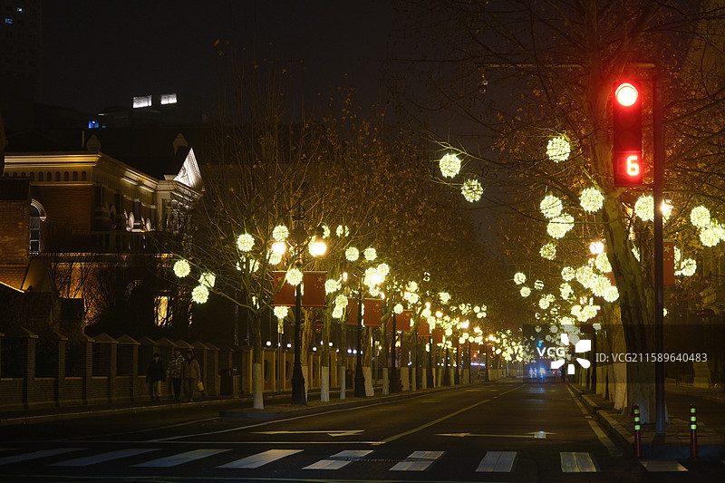 天津滨江道街景与城市风光图片素材