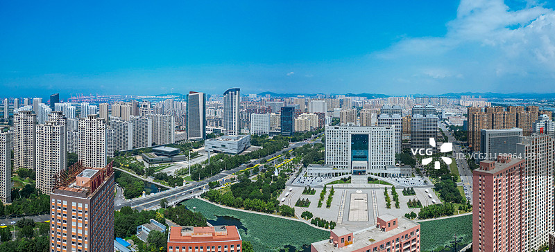 营口市 鲅鱼圈区 辽东湾 月亮湖 港口 航拍图片素材