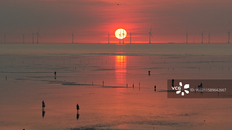 上海天空之镜 日出图片素材