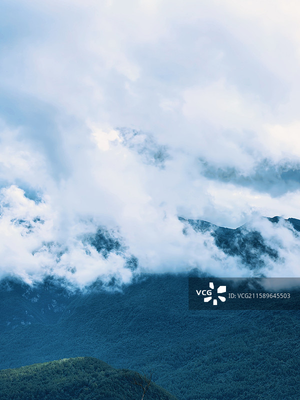 被这片云海山美到失语！云雾像给青山盖了层棉花被图片素材