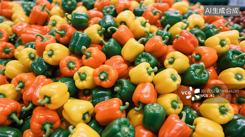 【AI数字艺术】五彩缤纷的甜椒盛宴图片素材