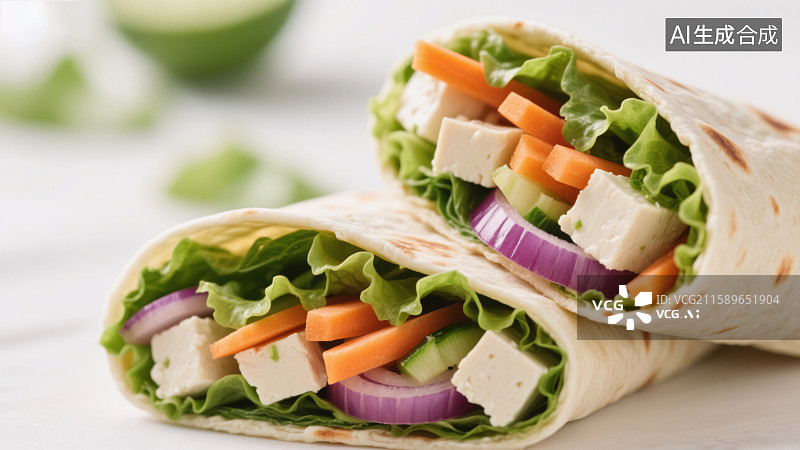 【AI数字艺术】清新蔬菜卷的健康美味图片素材