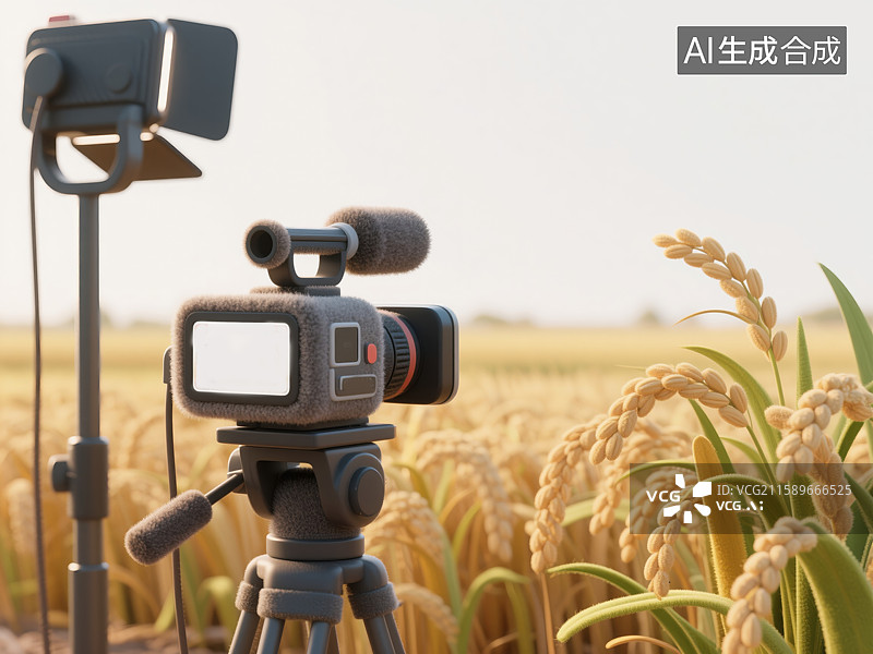 【AI数字艺术】3D毛毡插画丰收菜地与直播设备农业电商创意商业背景农村经济乡村振兴活动科技助力农业图片素材