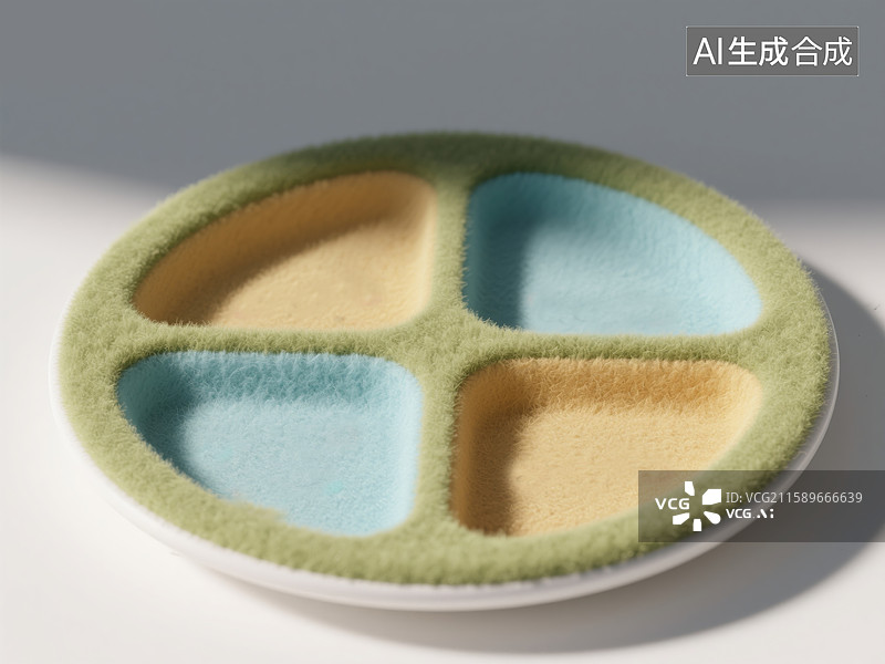 【AI数字艺术】创意3D插画白色背景上的分隔盘子抽象商业餐具图片素材