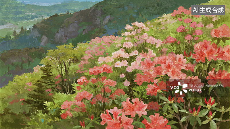 【AI数字艺术】杜鹃花图片素材