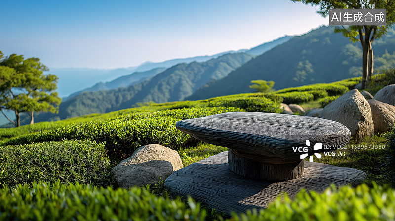 【AI数字艺术】产品展台和自然植物图片素材