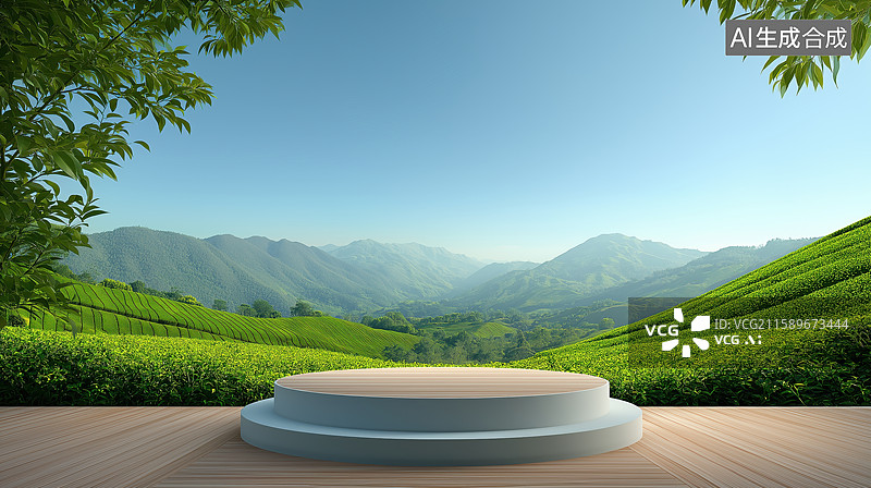 【AI数字艺术】产品展台和自然植物图片素材