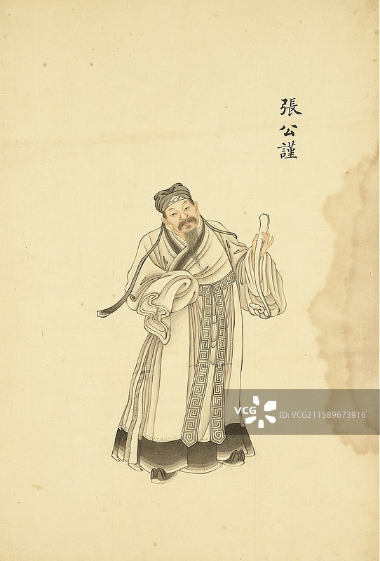 美术肖像，凌烟阁二十四功臣，张公谨图片素材