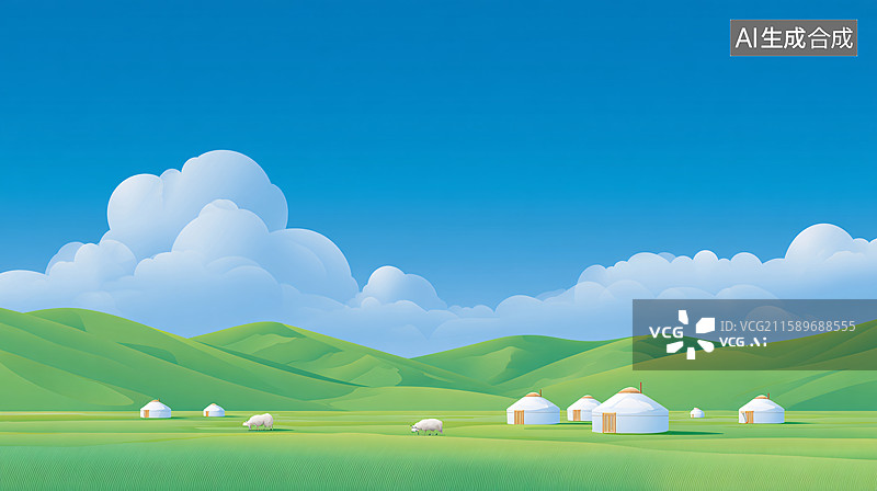 【AI数字艺术】草原风情AI背景图片素材