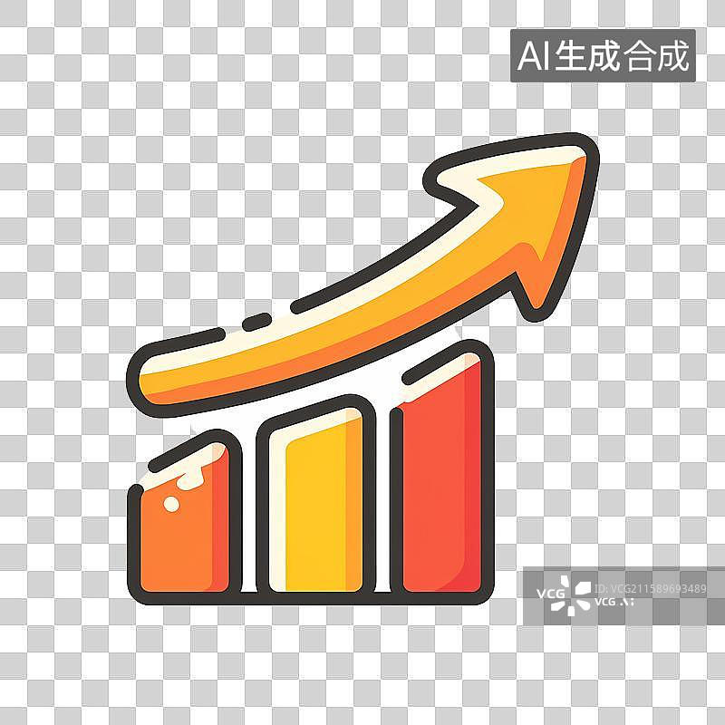 【AI数字艺术】黄色主题柱状图箭头透明免扣元素图片素材