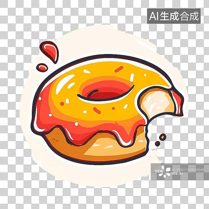 【AI数字艺术】黄色主题甜甜圈透明免扣元素图片素材