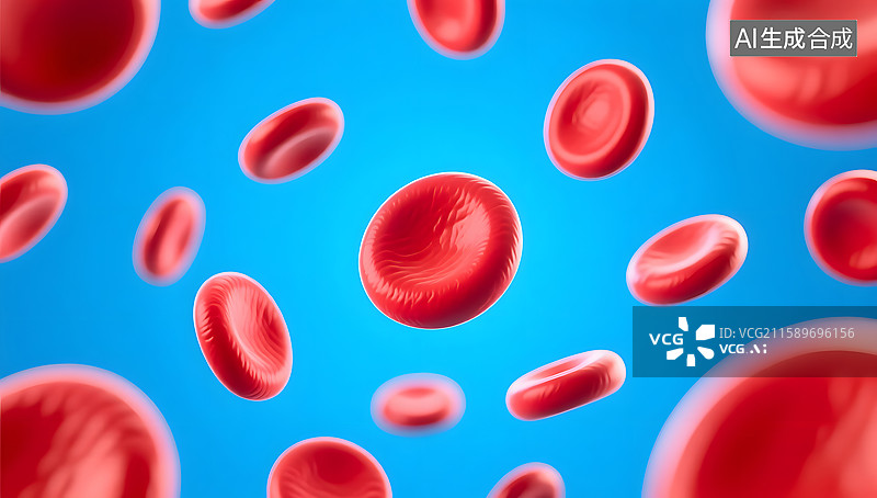 【AI数字艺术】显微镜下的红血细胞三维渲染插画图片素材